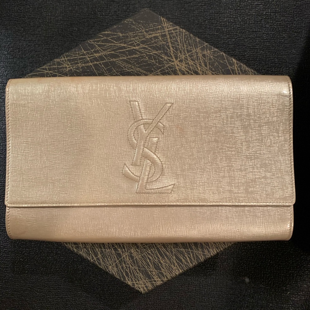 YSL large Champagne Gold Belle De Jour Clutch - Picture 2 of 5